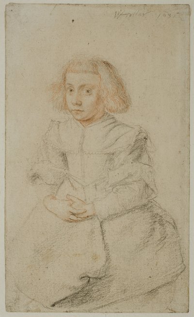 Tutkimus istuvasta tytöstä, 1635 tekijältä Wenceslaus Hollar