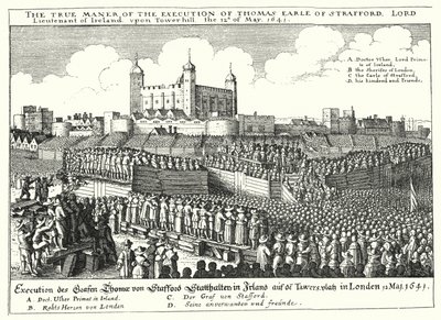 Thomas Wentworthin, Straffordin ensimmäisen jaarlin teloitus, 1641 tekijältä Wenceslaus Hollar