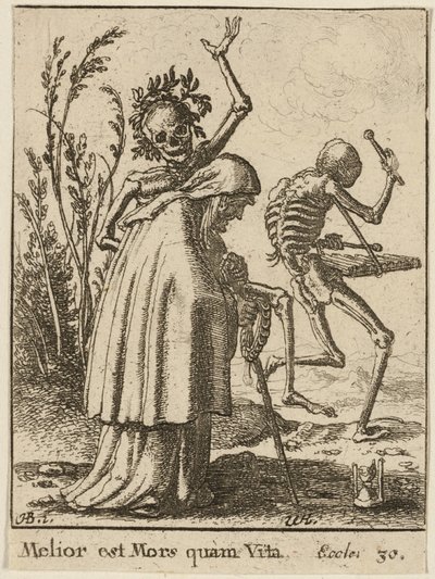 Vanha nainen ja kuolema tekijältä Wenceslaus Hollar