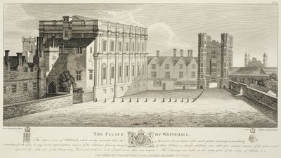 The Palace of Whitehall, piirustuksen Pepysian Libraryssa, Cambridge, julkaistu 1809 tekijältä Wenceslaus Hollar