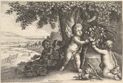 The River God and the Boys, 1625-77. tekijältä Wenceslaus Hollar