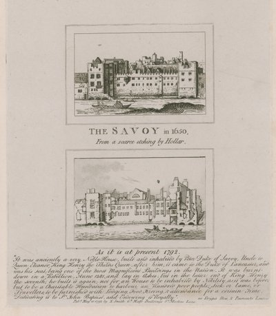 Savoy vuonna 1650 ja nykyisessä muodossaan vuonna 1792 tekijältä Wenceslaus Hollar