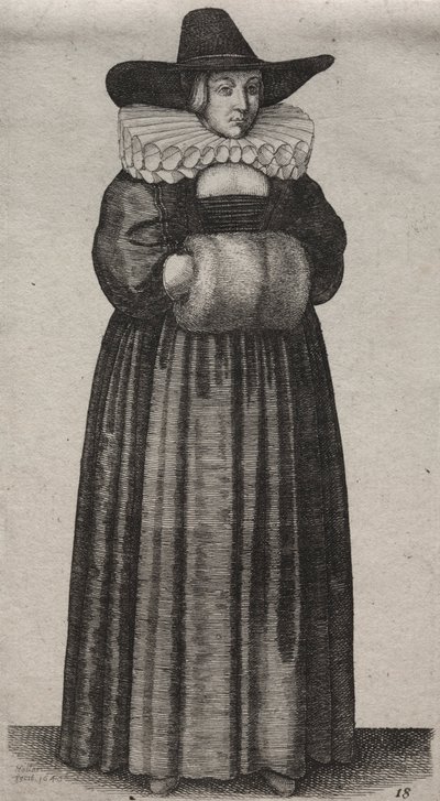 Englantilaisten naisten useat tavat, aatelista maalaisnaisiin..., 1640. tekijältä Wenceslaus Hollar