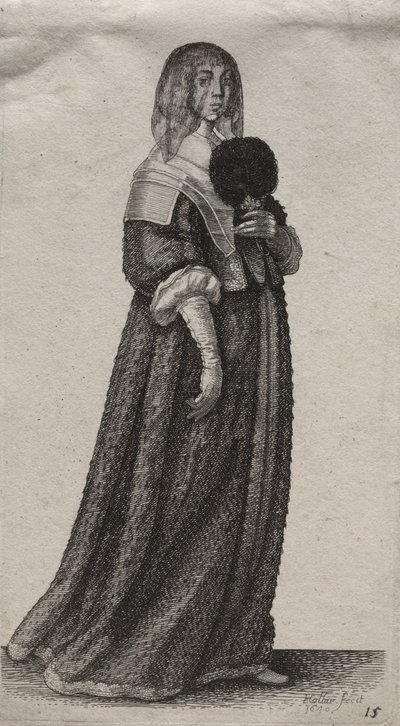 Englantilaisten naisten useat tavat, aatelista maalaisnaisiin..., 1640. tekijältä Wenceslaus Hollar