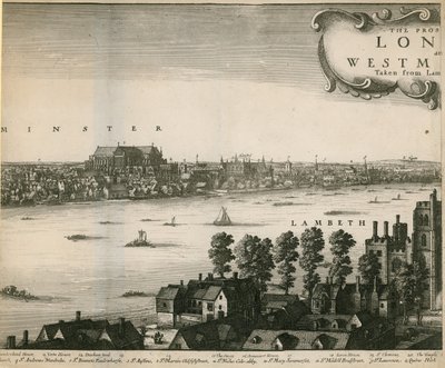 Lontoon ja Westminsterin mahdollisuus otettu Lambethilta tekijältä Wenceslaus Hollar