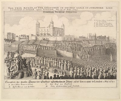 Thomas Earlen Straffordin teloituksen todellinen [tapa], 1641. tekijältä Wenceslaus Hollar