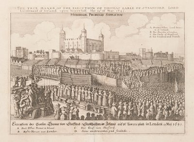 Irlannin lordiluutnantin Thomas Earle of Straffordin teloituksen todellinen tapa..., noin 1642 tekijältä Wenceslaus Hollar