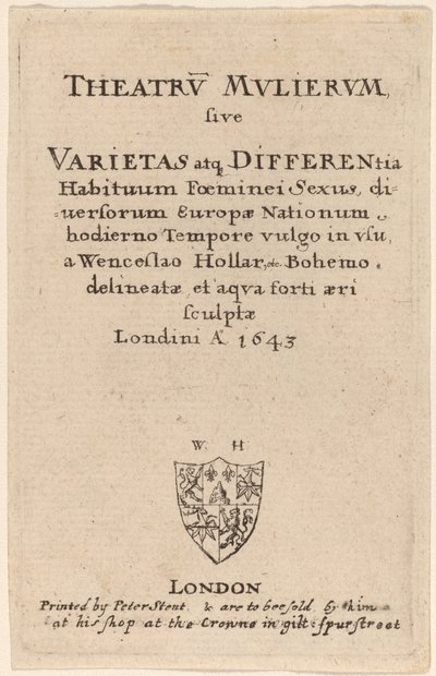 Naisten teatteri: Nimilehti, 1643. tekijältä Wenceslaus Hollar
