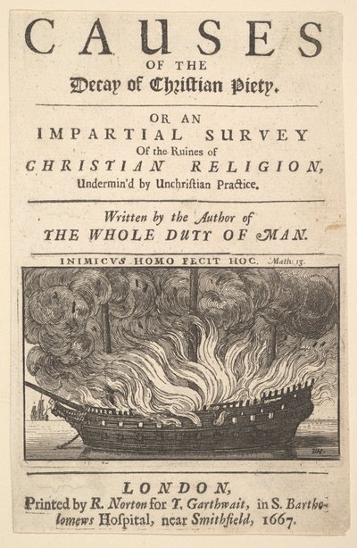 Nimisivu: Kristillisen hurskauden rappeutumisen syyt, 1667. tekijältä Wenceslaus Hollar