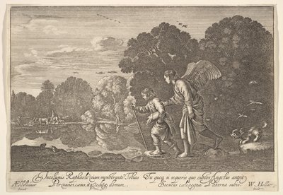 Tobias ja enkeli, 1644-52. tekijältä Wenceslaus Hollar