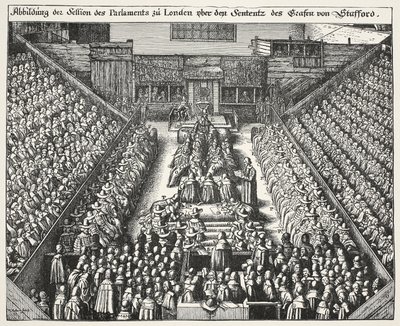 Straffordin oikeudenkäynti, 22. maaliskuuta 1641 tekijältä Wenceslaus Hollar