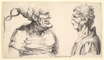 Kaksi epämuodostunutta päätä, 1625-1744. tekijältä Wenceslaus Hollar