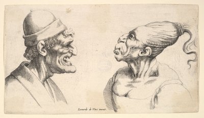 Kaksi epämuodostunutta päätä, 1625-77. tekijältä Wenceslaus Hollar