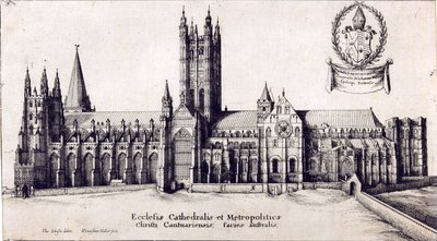 Näkymä Canterburyn katedraalille etelästä, n. 1638-66 tekijältä Wenceslaus Hollar