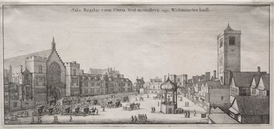 Näkymä Lontooseen: New Palace Yard, Westminster Hall ja Clock House tekijältä Wenceslaus Hollar