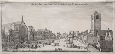 Näkymä Lontooseen: New Palace Yard ja Westminster Hall ja Clock House, 1647. tekijältä Wenceslaus Hollar