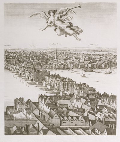 Näkymä Lontoosta, julkaistu 1647 (faksimilekopio) (yksityiskohta) tekijältä Wenceslaus Hollar