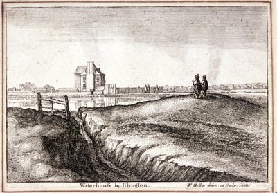Näkymä New River Headiä ympäröivälle alueelle, Finsbury, Lontoo, 1665 tekijältä Wenceslaus Hollar