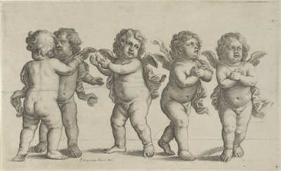 Viisi kerubia Paedopaegnion (sarjan nimi) tekijältä Wenceslaus Hollar