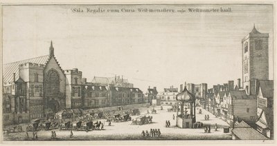 Westminster Hall (New Palace Yard ja kellotalo) tekijältä Wenceslaus Hollar