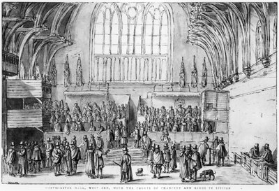 Westminster Hall, West End, Courts of Chancery ja Kings in Session tekijältä Wenceslaus Hollar