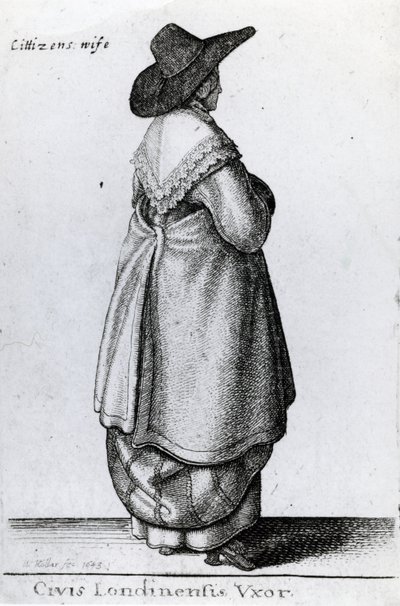 Lontoon kansalaisen vaimo, 1643 tekijältä Wenceslaus Hollar