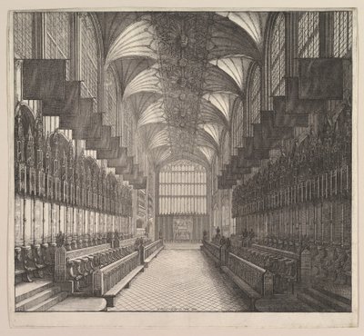 Windsorin linna, St. Georgesin kappeli, kuoro, 1663. tekijältä Wenceslaus Hollar