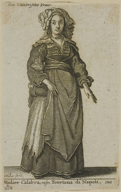 Calabrian nainen tekijältä Wenceslaus Hollar