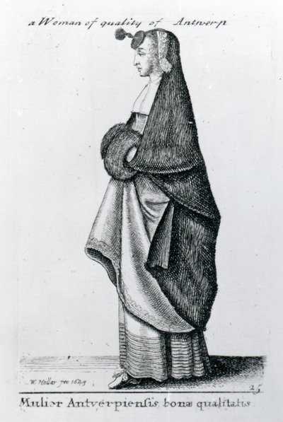 Laatunainen Antwerpenistä, 1643 tekijältä Wenceslaus Hollar