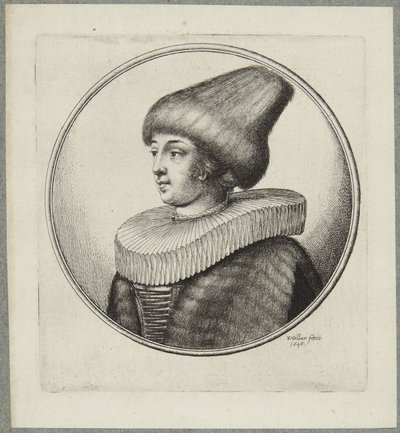Nainen suippokärkisessä turkislakissa tekijältä Wenceslaus Hollar