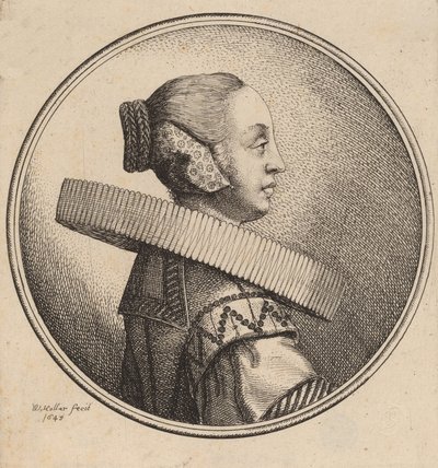 Nainen, jolla on profiili, 1643. tekijältä Wenceslaus Hollar