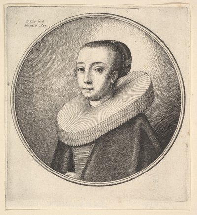 Nainen pyöreällä pitsiröyhelöllä, 1644. tekijältä Wenceslaus Hollar