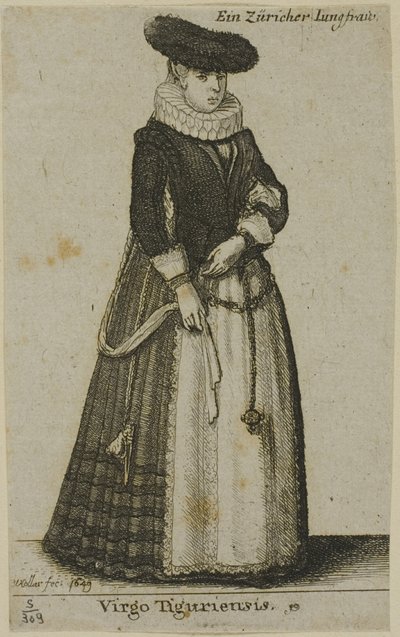 Nuori Zürichin nainen tekijältä Wenceslaus Hollar