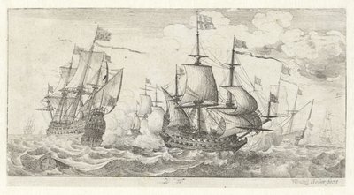meritaistelu Merimaisemat (sarjan nimi) tekijältä Wenceslaus Hollar
