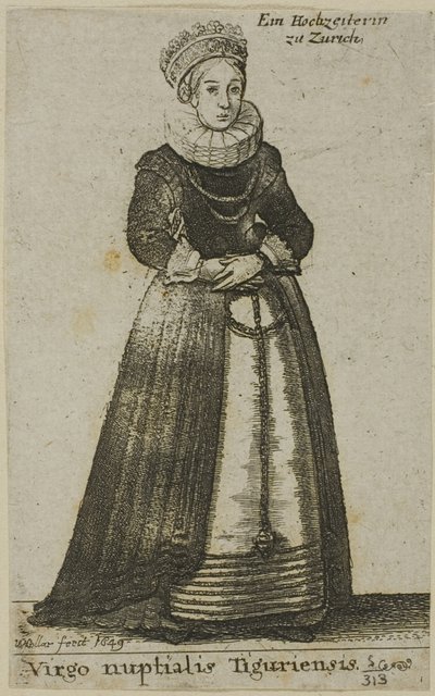 Zürichin nainen hääpuvussa tekijältä Wenceslaus Hollar