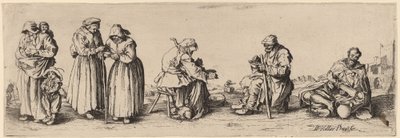 Kuusi miestä ja naista kerjäläistä tekijältä Wenceslaus Hollar after Jacques Callot