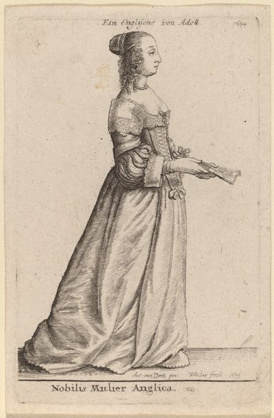 Jalo englantilainen nainen tekijältä Wenceslaus Hollar after Sir Anthony van Dyck