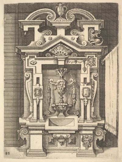 Suunnittelu Lavabolle, levy 85, Dietterlins Architectura, 1598. tekijältä Wendel Dietterlin the Elder