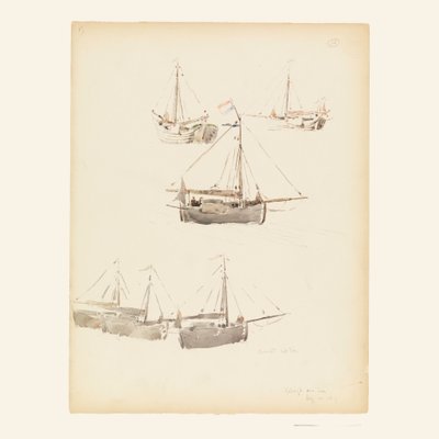 Piirustus, hollantilaiset proomut, 20. elokuuta 1887. tekijältä Whitney Warren Jr.