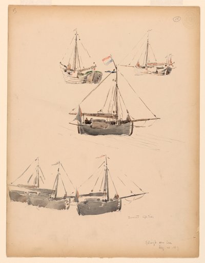 Piirustus, hollantilaiset proomut, 20. elokuuta 1887. tekijältä Whitney Warren Jr.