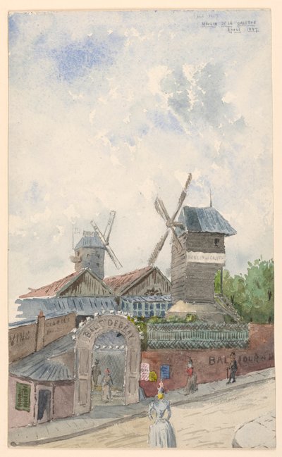 Piirros, Moulin de la Galette, Pariisi, huhtikuu 1887. tekijältä Whitney Warren Jr.