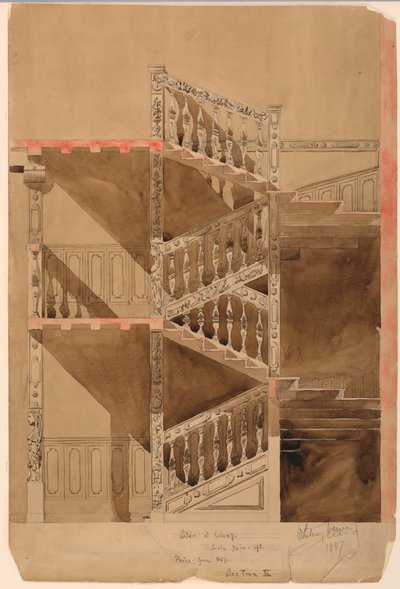 Piirros, Clunyn portaat, Pariisi, 1887. tekijältä Whitney Warren Jr.
