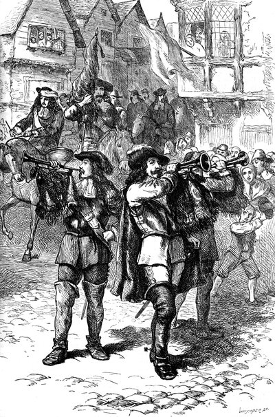 James II julistettiin Bostonissa, 1685 c1880 tekijältä Whymper