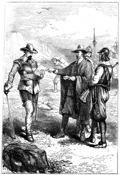 Samuel Gortonsin laskeutuminen Amerikkaan, c1636 c1880. tekijältä Whymper