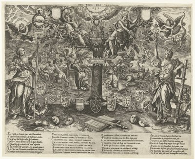 Liiton puu, 1578 Liittojen puu / Arbor Pacis (otsikko esineessä) tekijältä Wierix