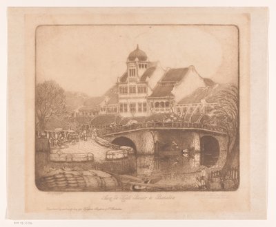 Aan de Kali Besar te Batavia (alkuperäinen nimi esineessä) tekijältä Wijnand Otto Jan Nieuwenkamp (signed by artist)