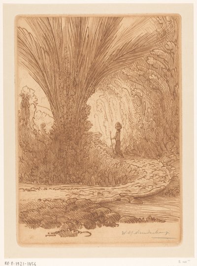 Ukkokasvanut vuorenrinne Balilla Vuorilla (alkuperäinen nimi) tekijältä Wijnand Otto Jan Nieuwenkamp (signed by artist)