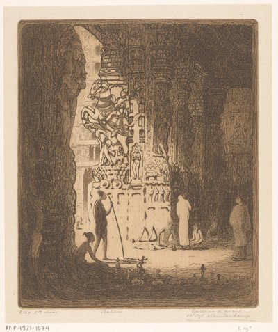 Veistetyt pylväät basaarissa Maduraissa Bazaar, Madura (alkuperäinen nimi) tekijältä Wijnand Otto Jan Nieuwenkamp (signed by artist)