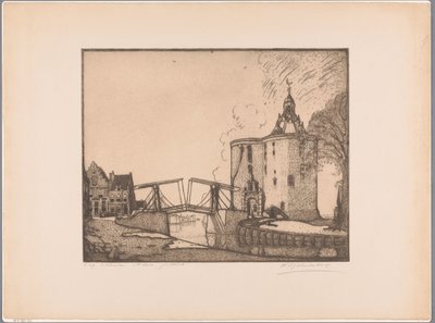 Näkymä Drommedarikselle Enkhuizenissa Enkhuizen, dromedaari (alkuperäinen nimi esineessä) tekijältä Wijnand Otto Jan Nieuwenkamp (signed by artist)