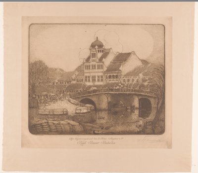 Firma Sluyters & Co:n toimistorakennus. Kali Besar Batavia (alkuperäinen nimi esineessä) tekijältä Wijnand Otto Jan Nieuwenkamp (signed by artist)